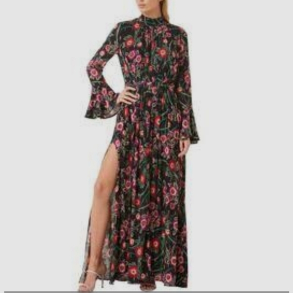 Misa Los Angeles Dresses & Skirts - Misa Los Angeles Black/Red Floral Long Sleeve maxi Dress Size S new with tags